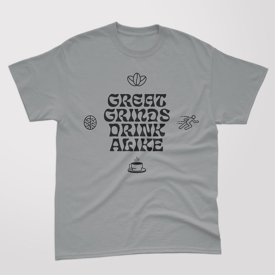 Grey Great Grinds Drink Alike T-Shirts | Red Bay Coffee.