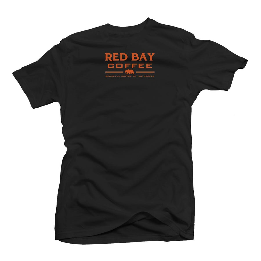 Unisex Tee - Beautiful Coffee - Orange Print on Black | Red Bay Coffee.
