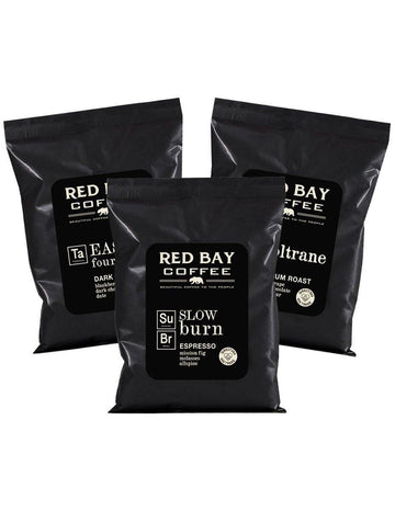 4 Oz Whole Bean Combo Pack #1: East 14th, Coltrane, & Slow Burn | Red Bay Coffee.